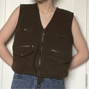 Lizwear Dark Green Quilted Vest with Pockets
